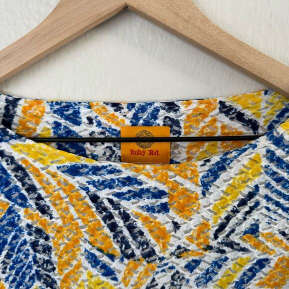 Vintage Ruby Road Womens Yellow Blouse 3/4 Sleeve Abstract Stretch Size Small - Picture 2 of 10